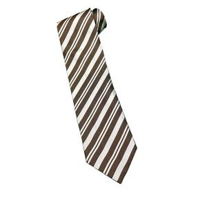 Vintage Men's Giorgio Armani Cravatte Silk Tie Necktie Brown/Cream Stripe--Italy